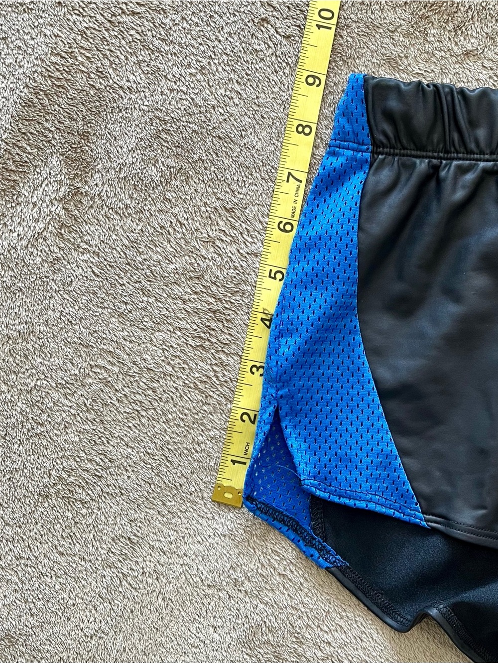 Men's Athletic Shorts, Faux Leather with mesh panels, medium - Picture 4 of 4